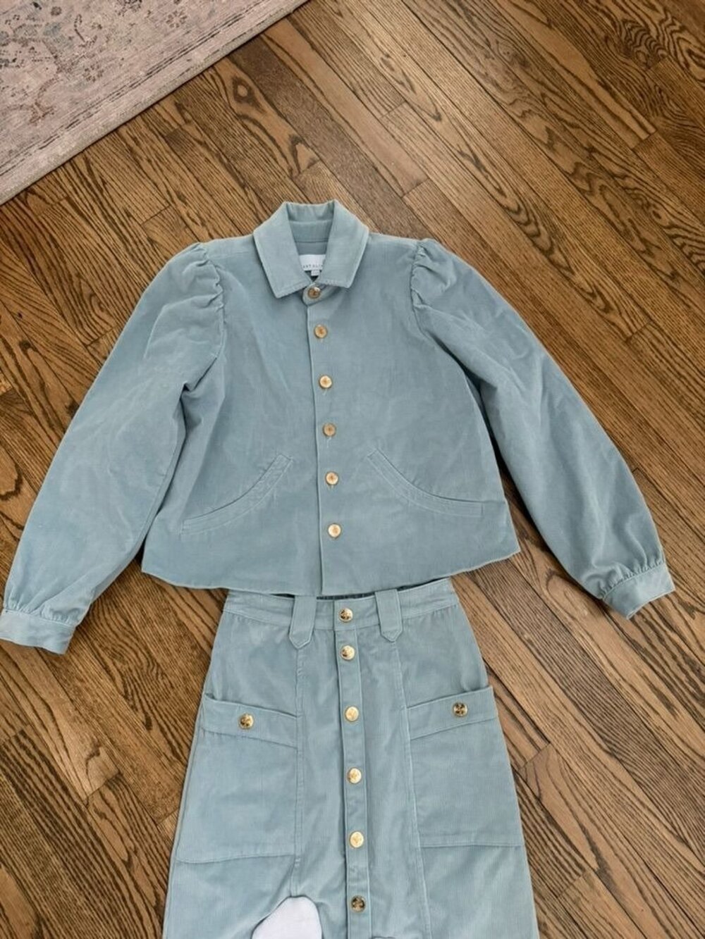 Cartolina 2 Piece Set Blue Corduroy Jacket + Skirt XXS - Picture 3 of 4